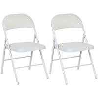 2 Pack Padded Folding Chairs with Cushioned Seat and Metal Frame White - 835-005V70WT