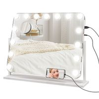 Hollywood Dimmable Lighted Makeup Mirror with Magnifier USB Port - 505-018V70WT