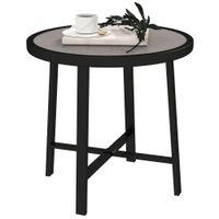 50.5cm Round Garden Table with SPC Tabletop Grey Wood Effect - 84G-647V00GY