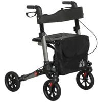 4 Wheel Rollator Walker Adjustable Mobility Walker with Bag Silver - 712-055V01SR
