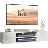 Floating TV Unit for 60in TVs with Shelves and Cabinets White - 839-771V00WT