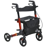 4 Wheel Rollator Walker Adjustable Mobility Walker with Bag Red - 712-055V00RD