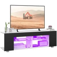 TV Stand 145cm TV Unit with Glass Shelves RGB LED Light for 60inTV Black - 839-715V70BK