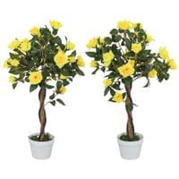 Set of 2 90cm Artificial Rose Tree Fake Decorative Plant Yellow - 844-340V01YL