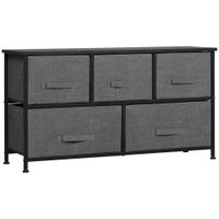 Chest of Drawers 5 Drawer Fabric Dresser for Bedroom Dark Grey - 831-252V00CG