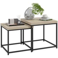 Coffee Table Set of 2 Nest of Tables with 3.5cm Thick Tabletop Oak - 839-881V00AK