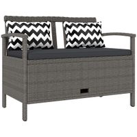 160 Litre Rattan Garden Storage Bench Cushioned Outdoor Bench Grey - 865-025V70GY