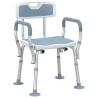EVA Padded Shower Stool with Arms 4 Suction Foot Pads Light Blue - 713-116V01LB