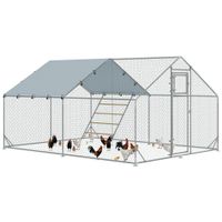 Walk In Chicken Run with Cover Hanging Feeder Perch for 12-18 Poultry - D51-436V01SR