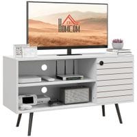 TV Unit for 50in TVs with 2 Open Shelves Door and 2 Cable Holes White - 839-973V80WT
