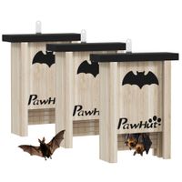 3 Piece Bat Boxes Designed to Attract Bats 18 x 6 x 22.5 cm - D51-470V00ND