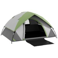 2 Man Camping Tent with Sewn-in Groundsheet 3000mm Waterproof Green - A20-407V00GN