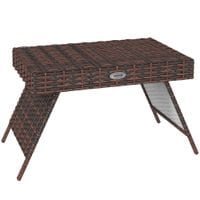 Foldable Outdoor Coffee Table Steel Frame Rattan Side Table Brown - 867-161V00BN