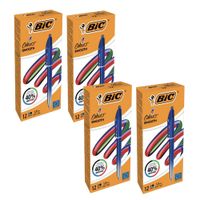 4 Colours Smooth Pro Blue Barrel Ballpoint Pen 1.0mm Tip 0.32mm Line Black/Blue/Green/Red Ink (Pack of 12)