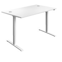 Economy Single Motor Sit/Stand Desk 1400x800x705-1220mm White/White - KF810770