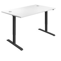 Economy Single Motor Sit/Stand Desk 1400x800x705-1220mm White/Black - KF803943