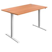 Economy Single Motor Sit/Stand Desk 1400x800x705-1220mm Beech/White - KF803894