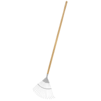 Lawn Rake with Long Ash Handle & Stainless Steel Tines