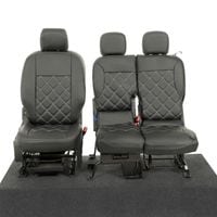 Citroen Berlingo (2018 Onwards) Tailored Double Diamond Bentley Stitch Leatherette Front Seat Covers Black 1157