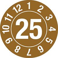 Test Placard Year Document Film 25mm In A Circle Pack of 10 25 Brown