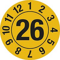 Test Placard Year Document Film 25mm In A Circle Pack of 10 26 Yellow