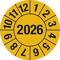 Test Placard 4 Digit Year Document Film 25mm Pack of 10 2026 Yellow
