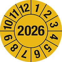 Test Placard 4 Digit Year Document Film 30mm Pack of 10 2026 Yellow