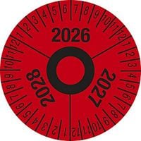 Test Placard Multiple Years Red Film 40mm Pack of 10 2026 - 2028