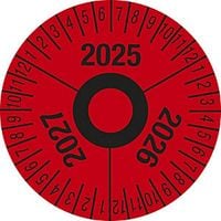 Test Placard Multiple Years Red Film 40mm Pack of 10 2025 - 2027