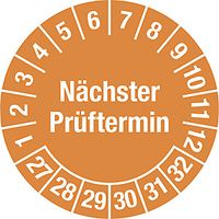 Next Test Date Multiple Years Document Film 30mm Pack of 10 27 - 32 Orange