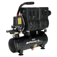 6 Litre Oil Free Low Noise Direct Drive Air Compressor 1hp