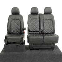 Man TGE (2017 Onwards) Tailored Double Diamond Bentley Stitch Leatherette Front Seat Covers - Black 1156