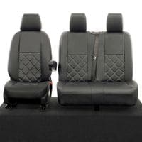 Mercedes Sprinter (2018 Onwards) Tailored Double Diamond Bentley Stitch Leatherette Front Seat Covers - Black 888