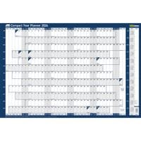 2026 Compact Year Wall Planner 610W x 405mmH Landscape with Wet Wipe Pen & Sticker Pack Unmounted 2410267