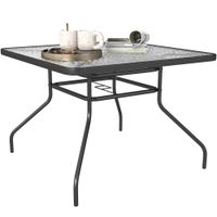 Square Patio Table, Glass Top Garden Dining Table 100 x 100cm