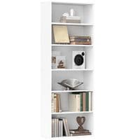 6 Tier Bookshelf, Freestanding Bookcase with Adjustable Shelves - White