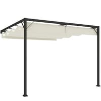 3 x 3 (m) Outdoor Pergola Retractable Canopy Wall Mounted - Cream
