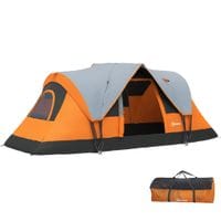 5-6 Man Camping Tent with Bag, Fibreglass and Steel Frame - Orange