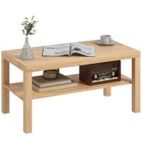 Coffee Table with Storage Shelf, Rectangular Centre Table - Natural