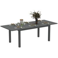 Extending Garden Table with Slatted Top, 160/220 x 90 x 73cm - Grey