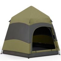 4 Person Camping Tent Festival Hiking Shelter - Dark Green