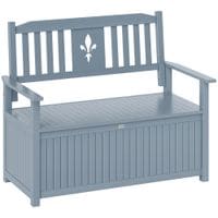 2 Seater Wood Garden Storage Bench Outdoor Storage Box - Grey