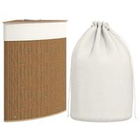 55L Laundry Hamper with Removable Washable Liner Bag - Brown