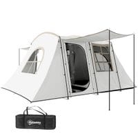 3-4 Man Tunnel Tent with Sewn In Floor, 3000mm Waterproof - Khaki