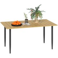 Garden Dining Table for 6 Person with Parasol Hole - Brown