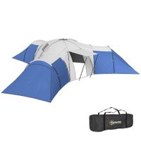 Large Tunnel Tent with 3 Bedroom, Living Area and Porch - Blue