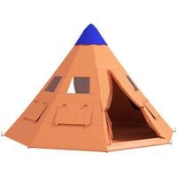 6-7 Person Large Family Party Camping Tent W/Carrying Bag - Orange