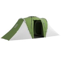 4-6 Man Camping Tent with 2 Bedroom and Living Area - Green/White