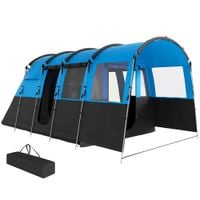 8-Person Camping Tent Tunnel Design with 4 Large Windows Blue