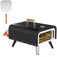 Outdoor Tabletop Gas Pizza Oven with 12in Pizza Stone and Peel - Black